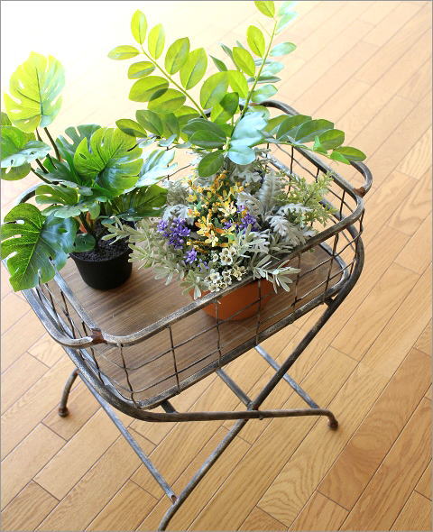 フラワースタンド アイアン 木製 おしゃれ フラワーラック かご 花台