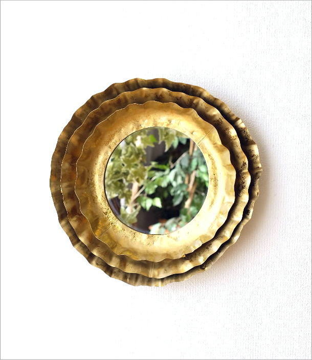 鏡 壁掛けミラー おしゃれ アイアン ウォールミラー 壁掛け メタリック