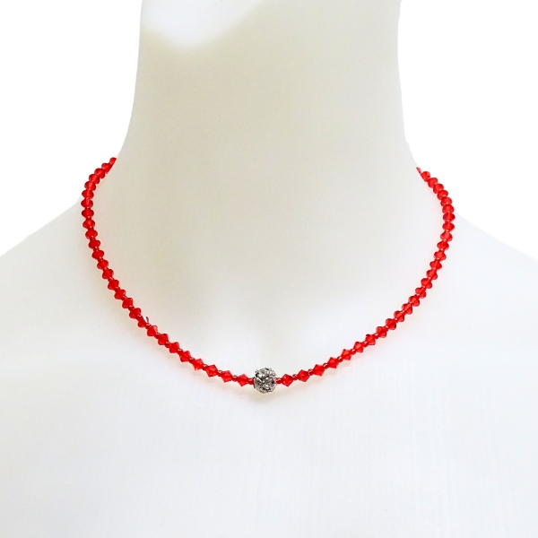 PINK ガラス ビーズ ネックレス P-340 レッド 長野県長野市の社交
