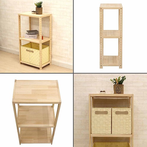 パインラック3段40 HZPR-3D42 NA エイ・アイ・エス 多目的木製棚 3段幅