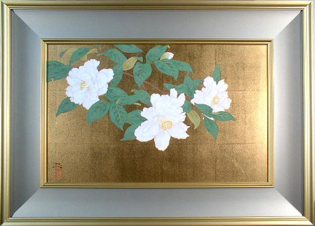 霜鳥忍 白椿（日本画10号）