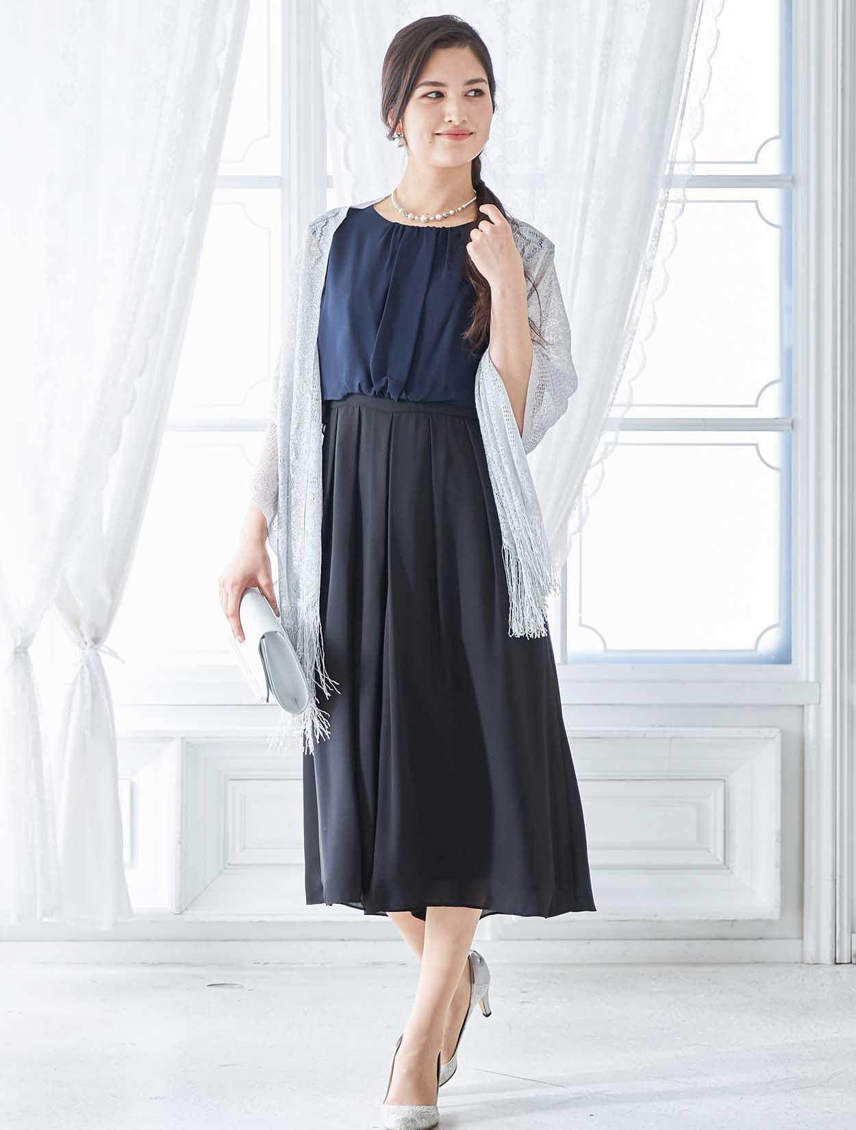 M】バイカラーパンツドレス（ネイビー）DPSET0269のレンタルページ