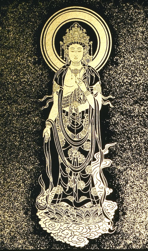 本金押箔額装 観音