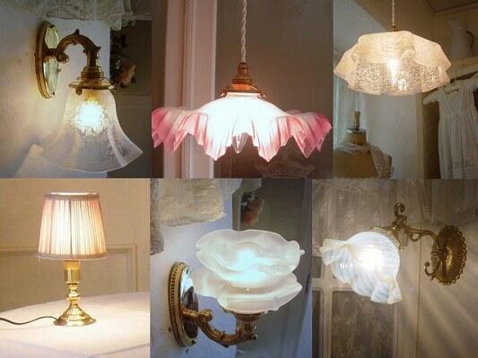 フランスアンティーク調ガラスランプシェード（ガラスシェード