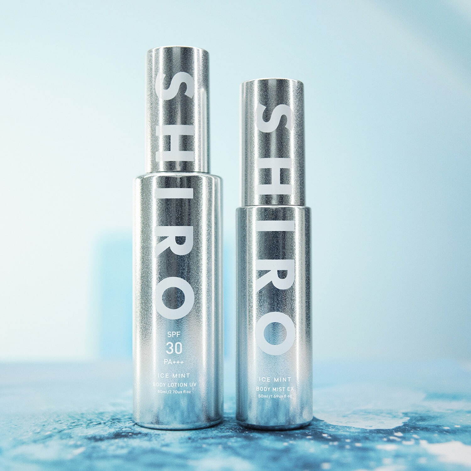 SHIRO「アイスミント」“ひんやり冷感”ボディミスト＆UVローション、氷