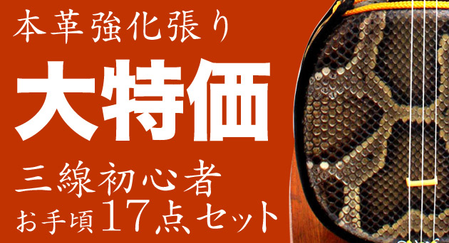 三線セット 販売｜沖縄三線初心者お手頃17点セット【強化張り】[送料