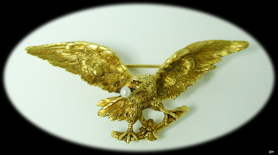 黄金の鷲 アールヌーボー ブローチ アンティークジュエリー