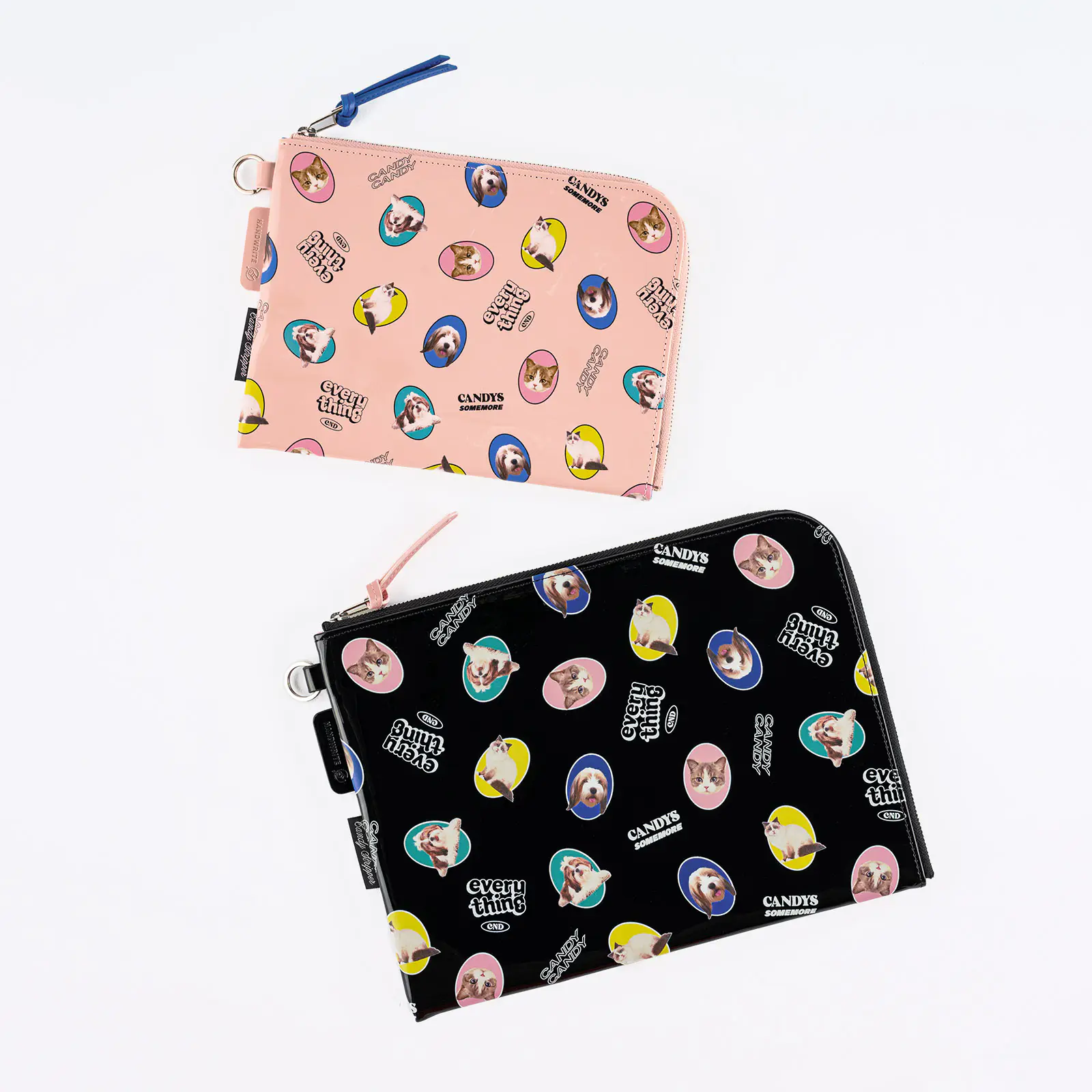 Candy Stripper / フラットポーチ DOG&CAT RANDOM （A6・A5サイズ用