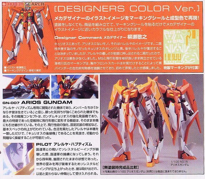 アリオスガンダム デザイナーズカラーバージョン (1/100) (ガンプラ