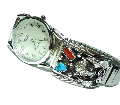 インディアンジュエリー ナバホ族製作のリストウォッチ 腕時計