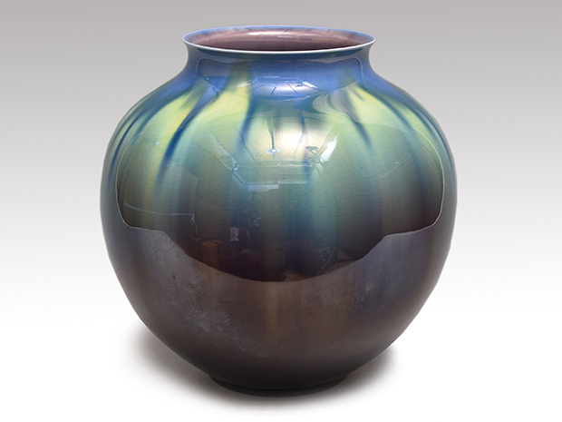 碧明釉 花瓶 三代 徳田八十吉（正彦時代作）共箱 人間国宝 | 古美術ささき