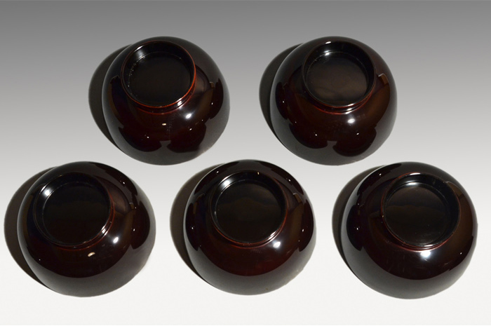 輪島塗 花雪輪蒔絵 煮物椀 5客 共箱 懐石 | 古美術ささき