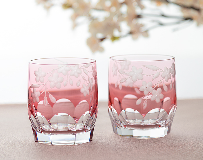 ペアロックグラス＜桜＞ | カガミクリスタル