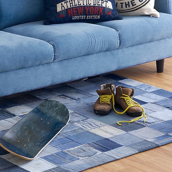 ラグ Patchwork denim rug(パッチワーク デニム ラグ) 200x140cmの通販