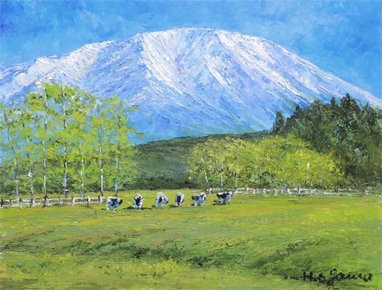 絵画 油絵 岩手山を望む (小川久雄) 送料無料 【海・山】【肉筆