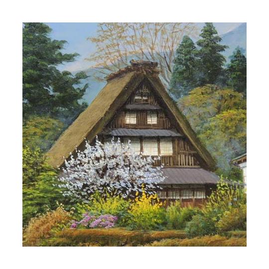 絵画 油絵 富山県五箇山 （四方道夫） 送料無料 【海・山】【肉筆