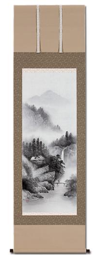 水墨山水 今村景元 尺五【肉筆】！ 山水画 - 掛け軸（掛軸）販売通販