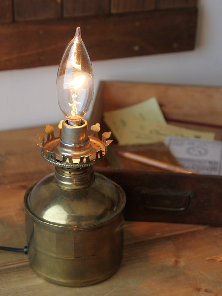 USAヴィンテージ卓上照明真鍮製オイルランプ型ミニテーブルライト