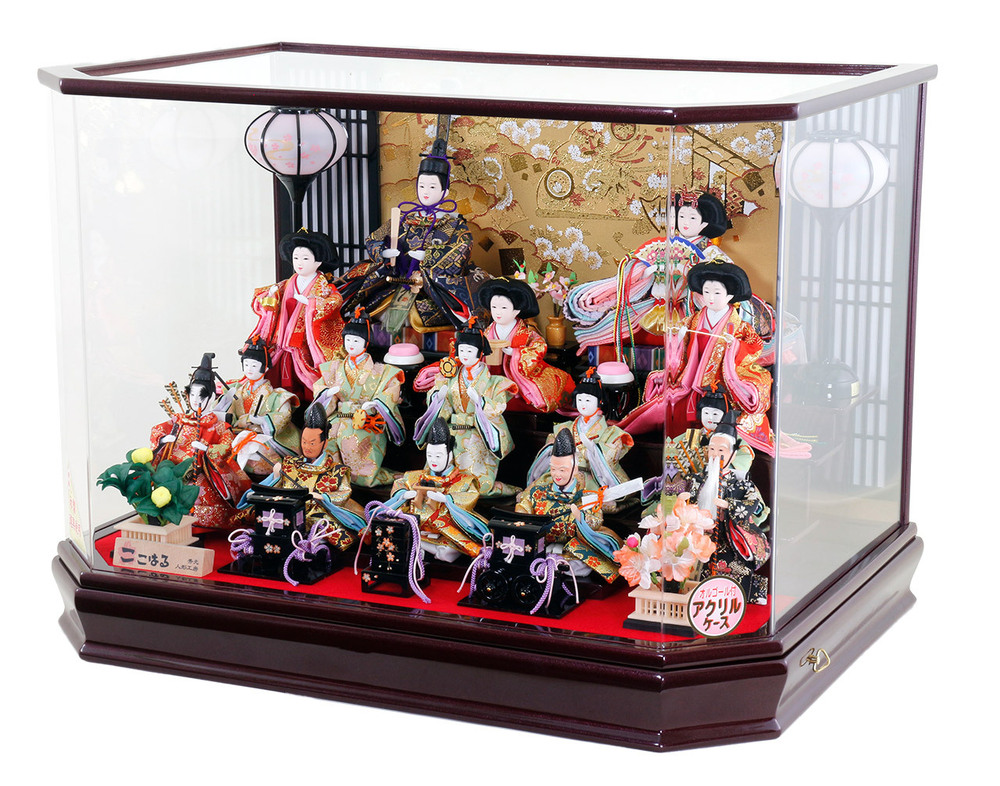 雛人形 衣裳着十五人アクリルケース飾りセット【P88303】 出来る限りの
