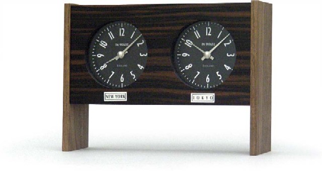 デュアルクロックINHOUSE EBONY TIME TZ42EV/時計 置き時計 インテリア