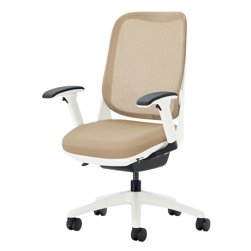 デスクチェア「ライド RIDE No.3562F-W」背フレーム/ホワイト 脚ベース