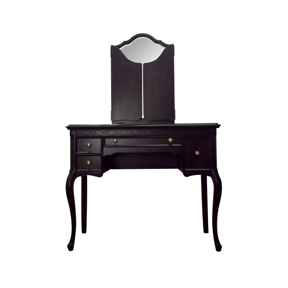 ドレッサー(スツール付き)「フルール DM」幅90cm マホガニー材ダーク