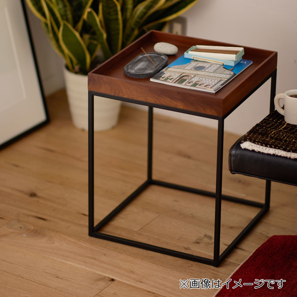 サイドテーブル「LINIE リニエ」ウォールナット材/ブラックフレーム