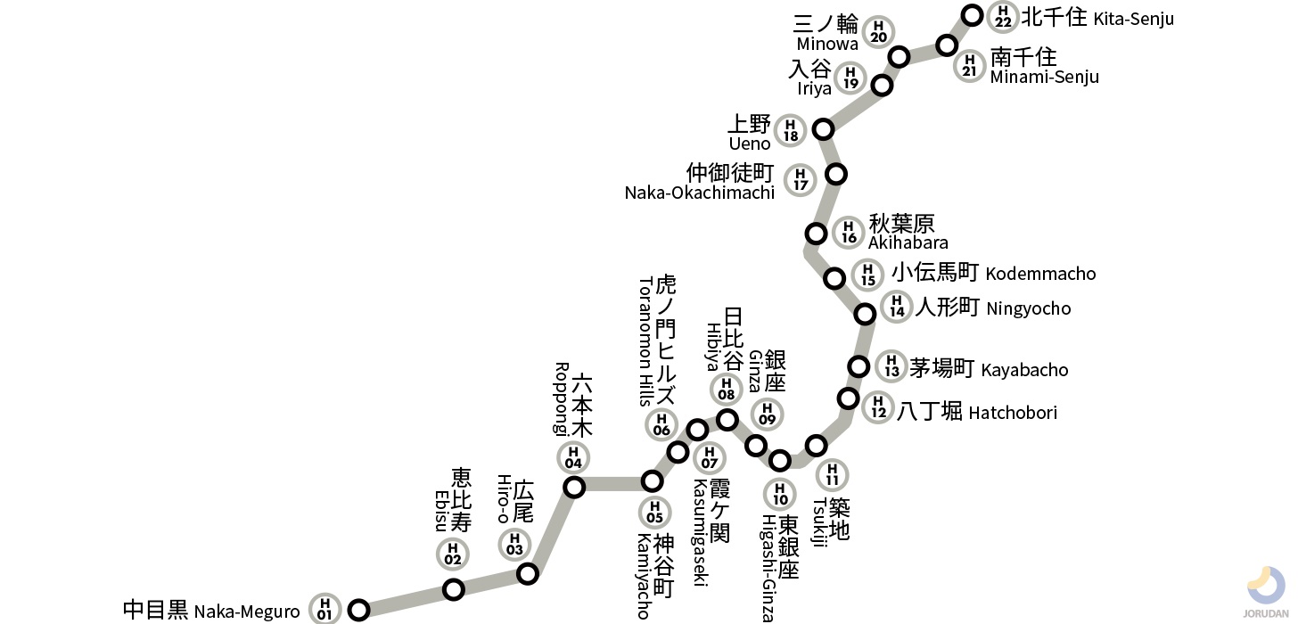 東京メトロ日比谷線の路線図・地図 - ジョルダン