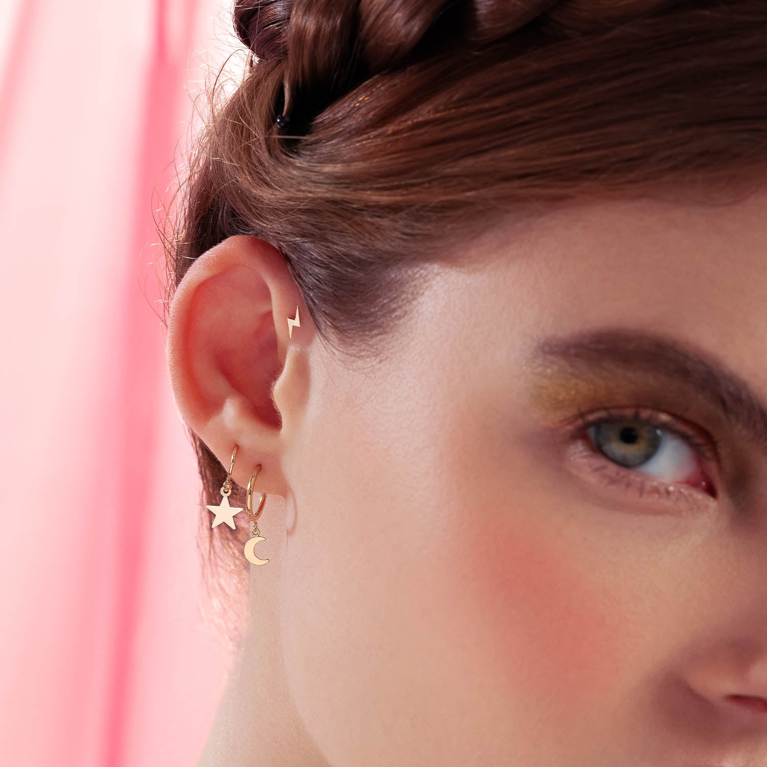 14K Solid Gold Thunderbolt Flatback Earring – J&CO Jewellery