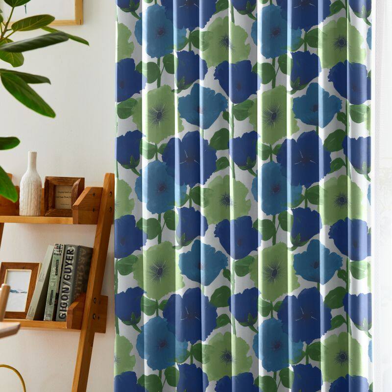 ポピー カーテン JC-19044 ブルー ｜ジャストカーテン