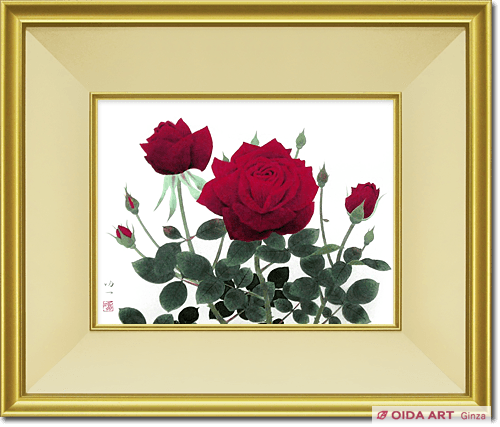 那波多目功一 赤いバラ | 絵画など美術品の販売と買取 | 東京・銀座