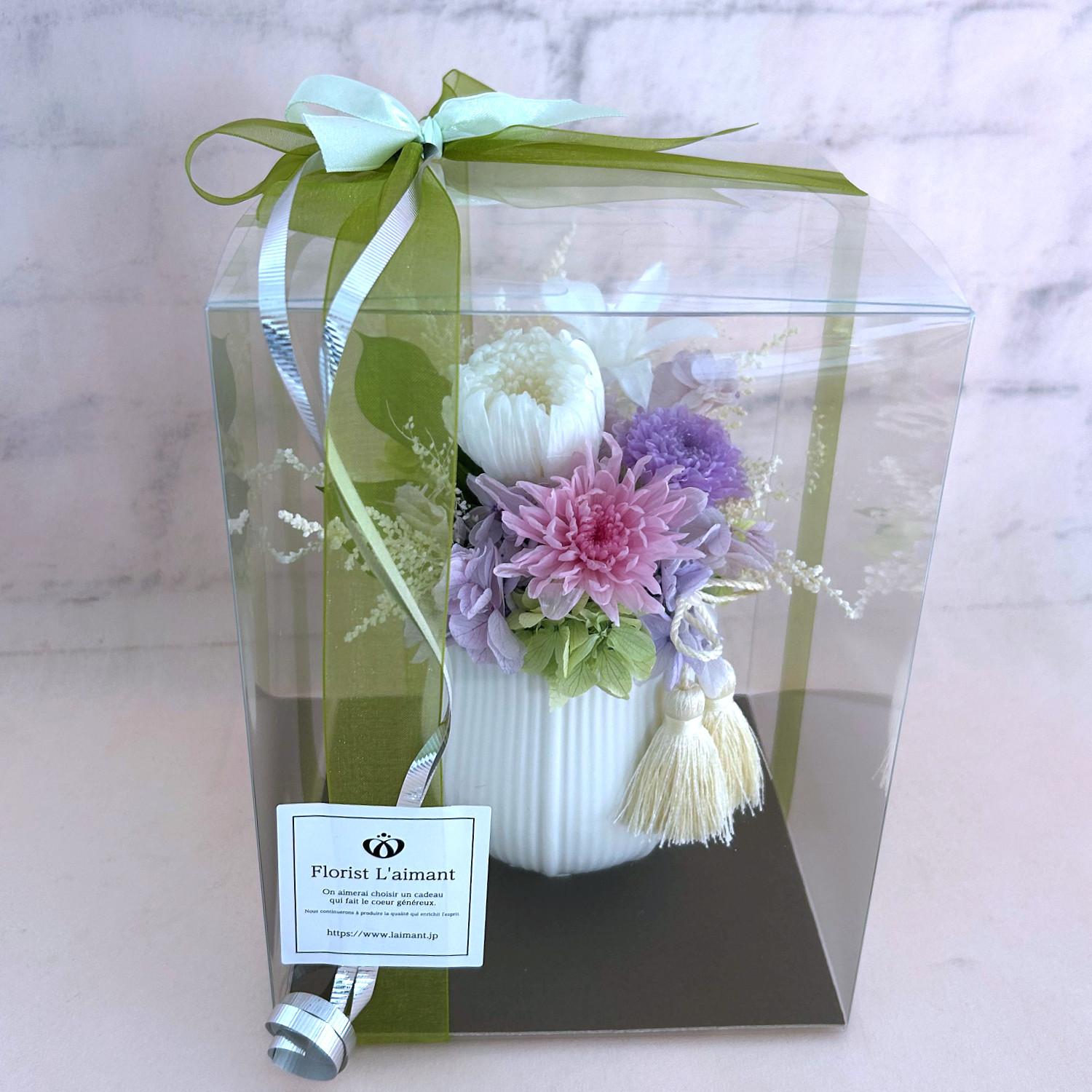 プリザーブドフラワー お供え 仏花 お洒落 蘭 デンファレ 菊 |フウガ