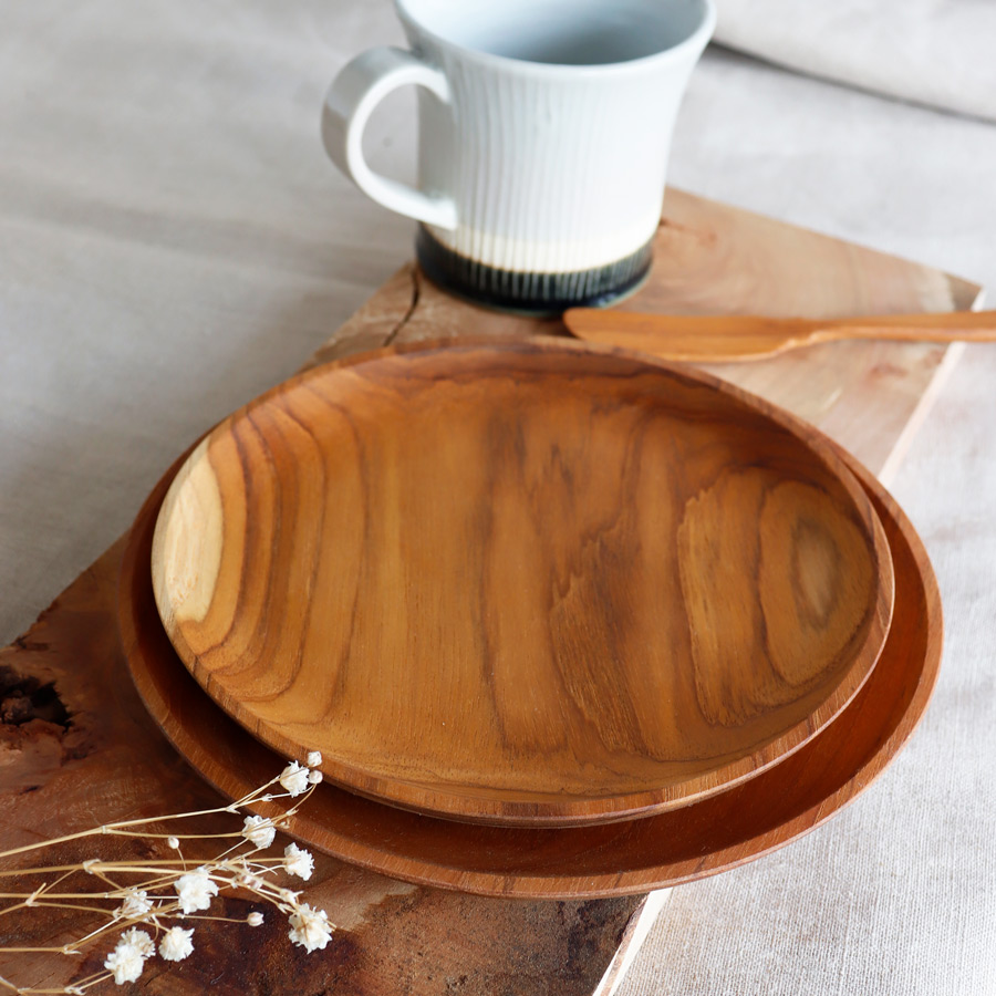 TEAK WOOD】チークトレイ Teak tray φ16.5cm チーク 木製 ウッド
