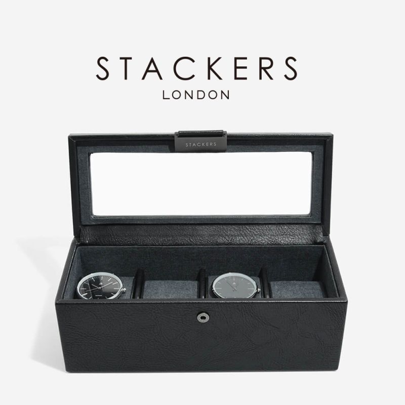 STACKERS】メンズ 腕時計 ボックス 4個 時計 収納ボックス ブラック