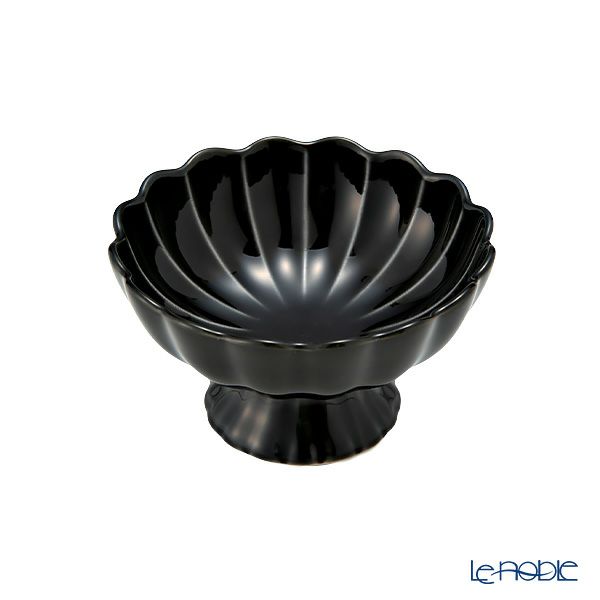 カネコ小兵製陶所 ぎやまん陶 高台珍味／デザートカップ 8cm 墨