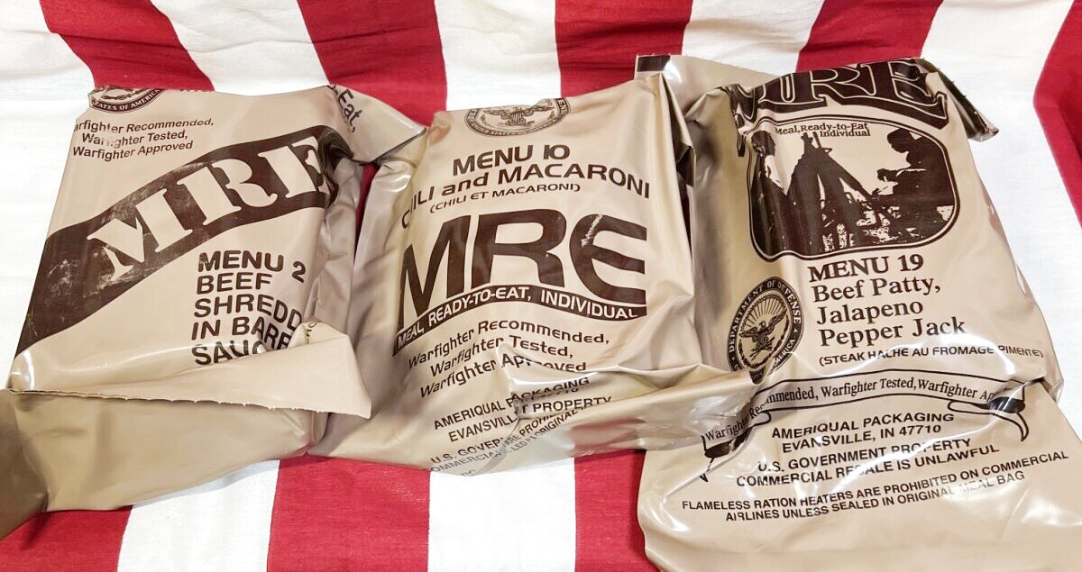 米軍実物 2025年検 【アメリカル社】 MREレーション/戦闘食 3個セット