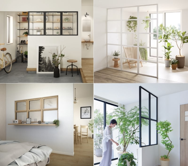 室内窓「デコマド」を活用した機能別インテリア事例。ワークスペースや