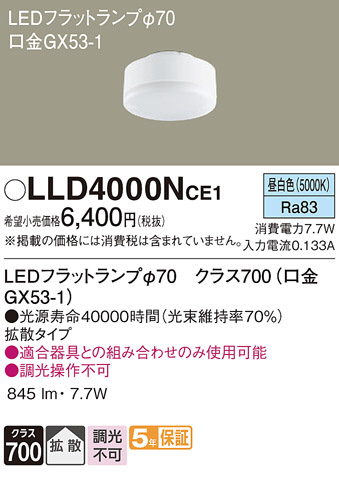 Panasonic ランプ LLD4000NCE1 | 商品紹介 | 照明器具の通信販売