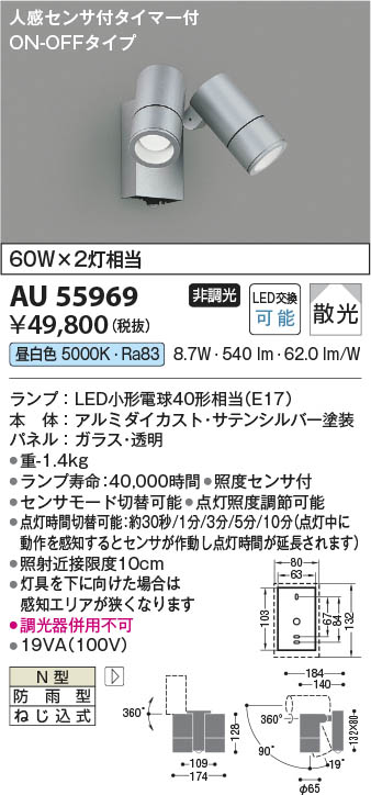 Koizumi コイズミ照明 LEDエクステリアスポットライト AU55969 | 商品