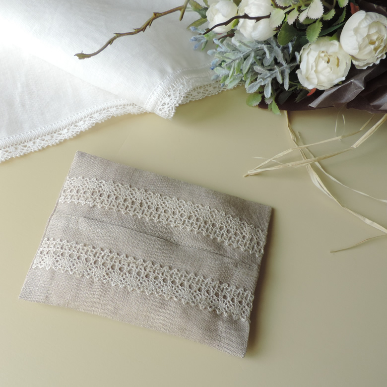 リネンレースポケットティッシュケース