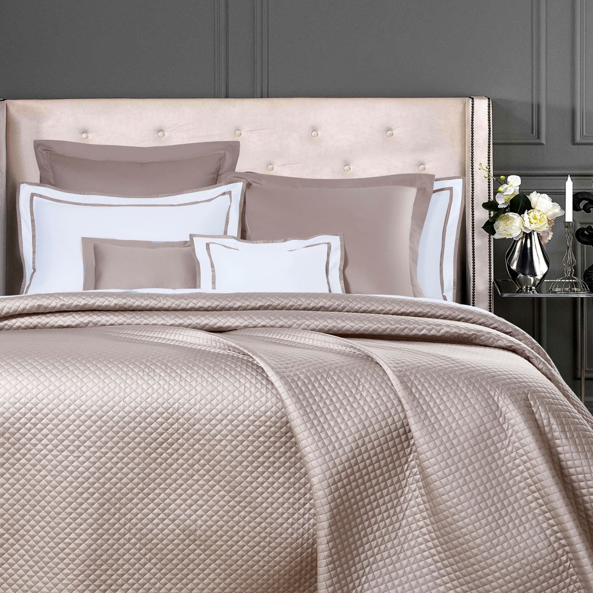 Rady ベッドカバー フラワー グレー ピンク セミダブル rady フラワー