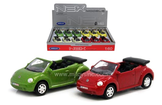 WELLY 1:60 DISPLAY VOLKSWAGEN NEW BEETLE CONVERTIBLE - M & J Toys