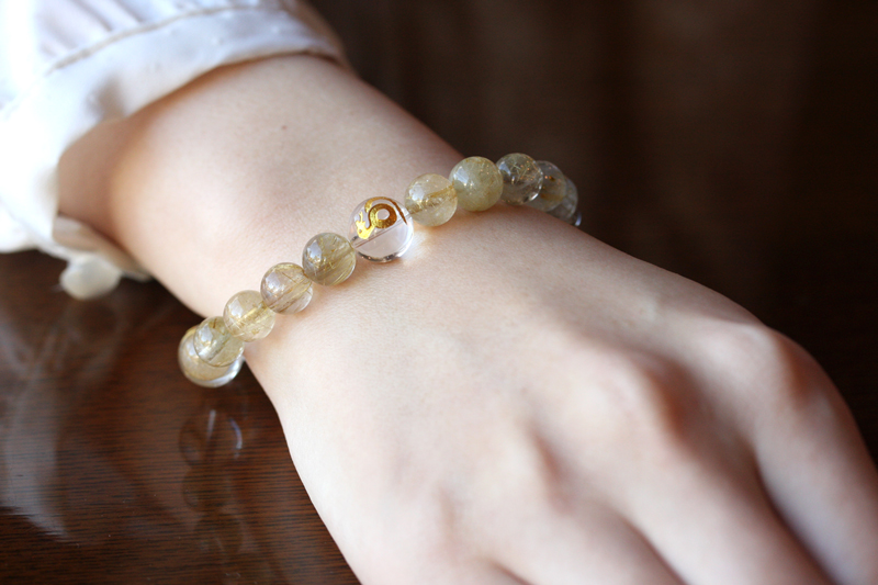 勝負・ギャンブル運 金彫り 巳（ヘビ）ルチルクォーツパワーストーン