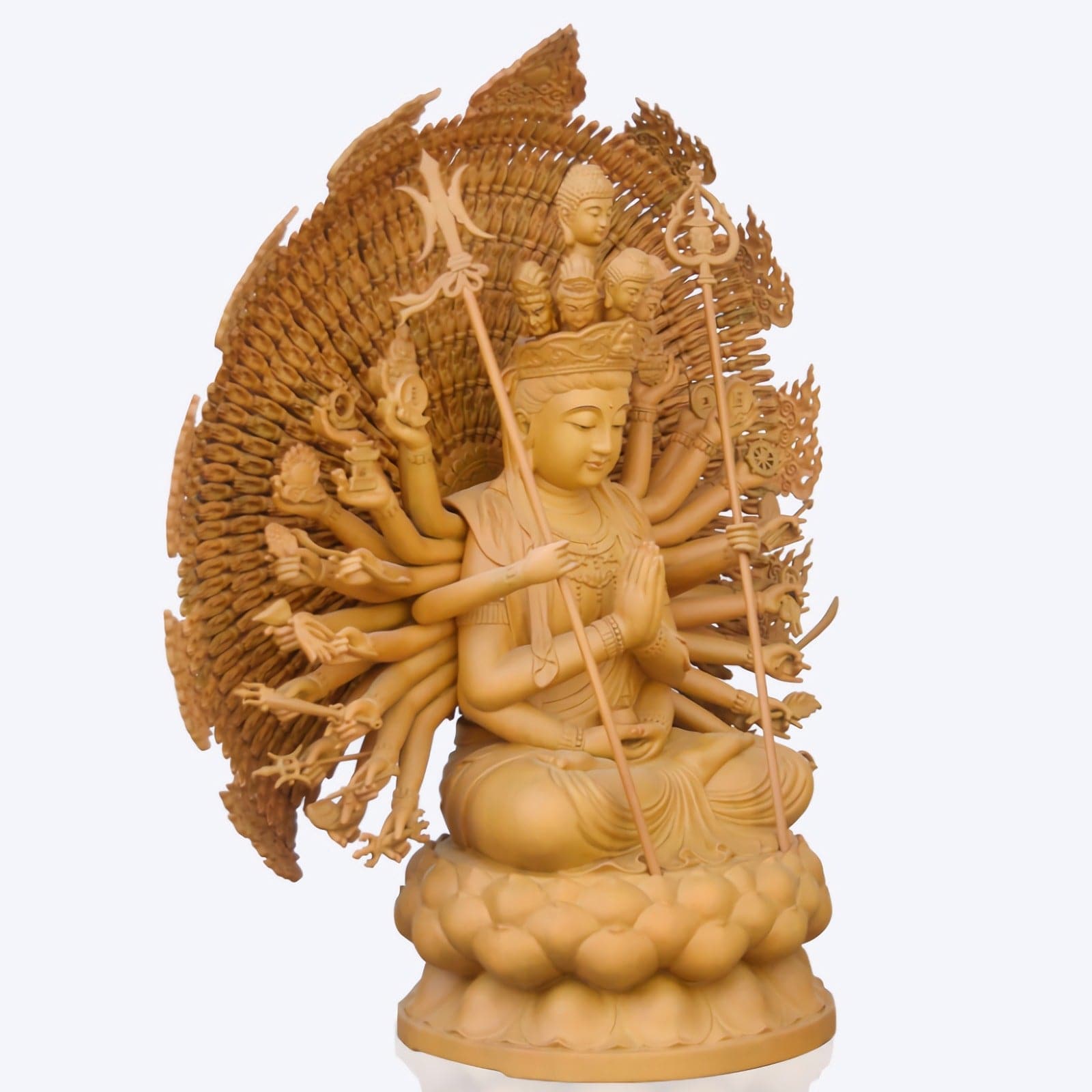 木彫り 仏像 千手観音 座像 楠製 千手観世音 菩薩 像 – 念珊閣仏像