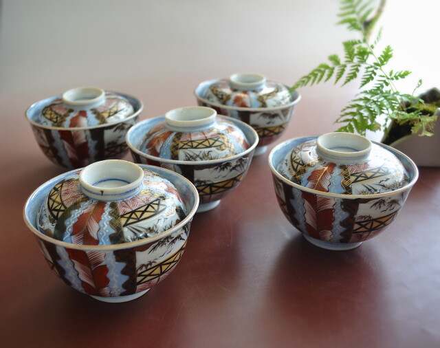 Antique Sam's Collection 色絵蓋付茶碗 五客組