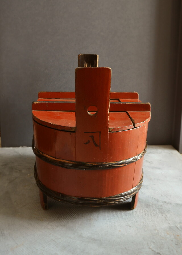 朱塗漆樽 漆桶 変形樽 朱塗樽 楕円樽 民具 古道具 鉢カバー ほげ ほか