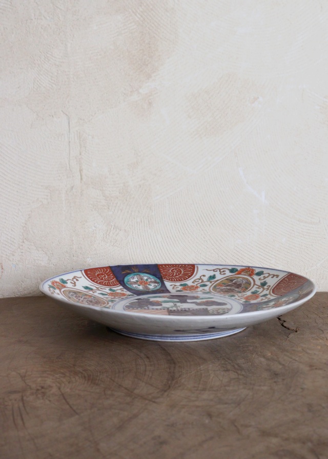 染錦色絵大皿 色絵大皿 オードブルプレート 飾り皿 直径315mm