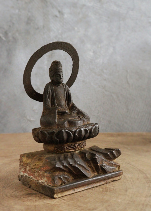 坐像菩薩坐蔵 厨子 小仏 仏像 時代仏 骨董 仏教美術 古仏 木