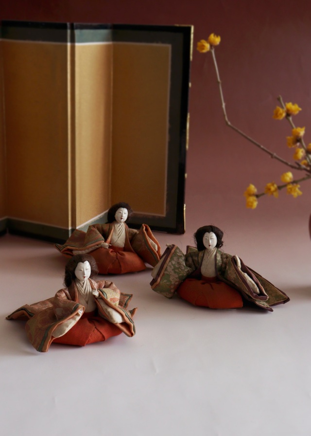 有職雛三人官女 江戸雛 骨董 ひな祭り 桃の節句 日本人形 日本人形