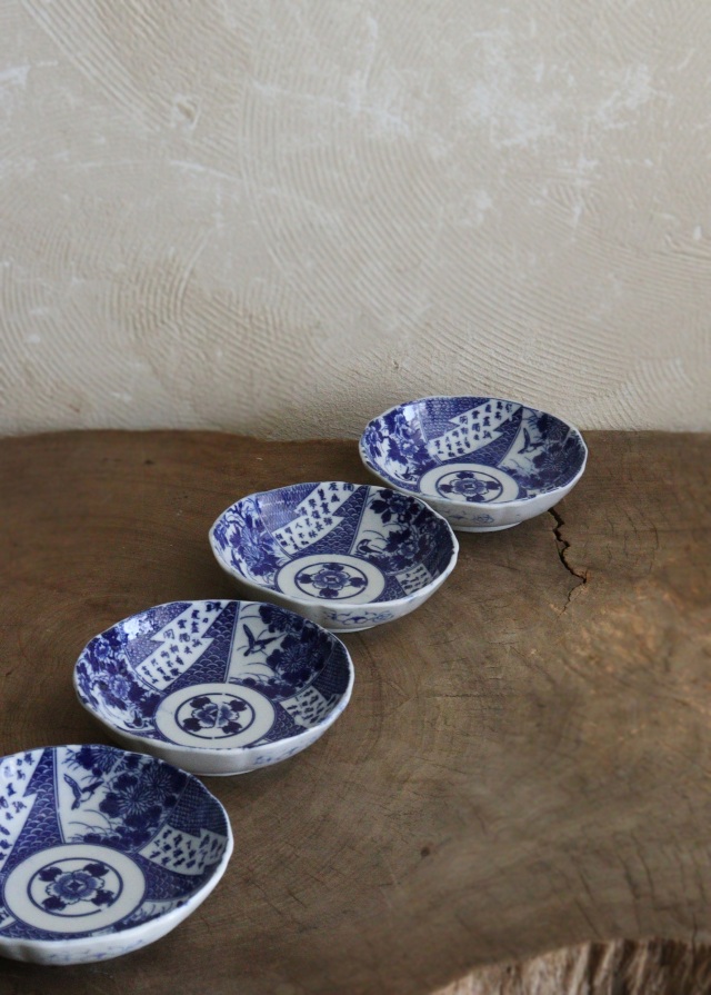 染付印判なます皿 なます皿 4枚組 膾皿 取り皿Antique Sam's Collection